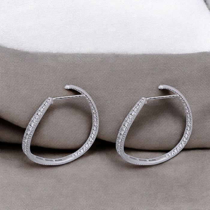 Diamond Earring Hoop  Big Gypsy 18 K white gold Diamond Jewelry