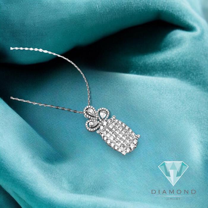 Liontin Berlian oval round/kalung berlian liontin oval flower-Diamond Jewelry 18k