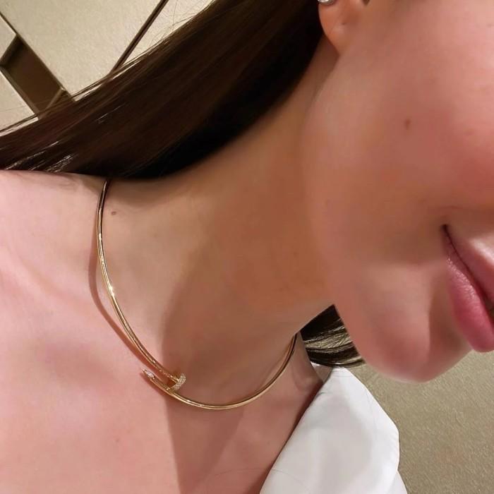 Nail Diamond Crt necklace juste 18K rose Gold Diamond Jewelry