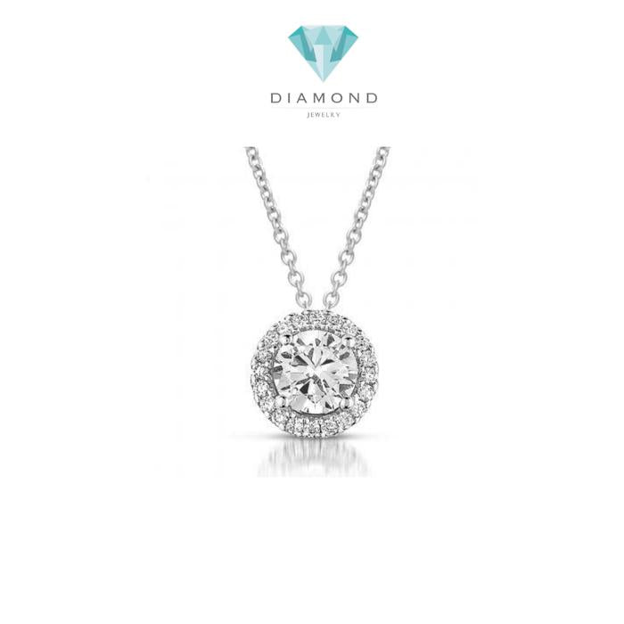 Solitaire GIA diamond pendant 0.5 crt & 1 crt Halo Diamond Jewelry