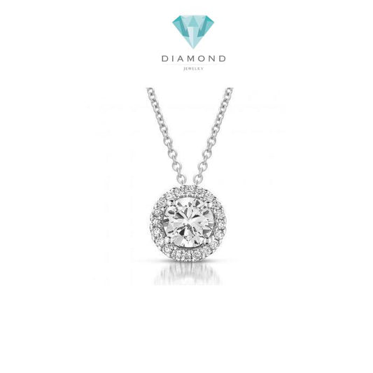 Solitaire GIA diamond pendant 0.5 crt & 1 crt Halo Diamond Jewelry