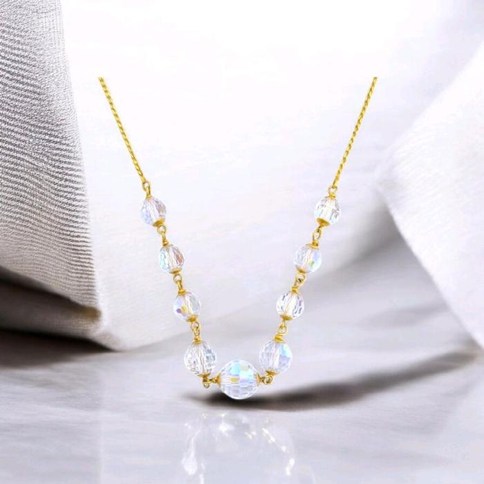 Crystal Beaded Gold Necklace 18K / Kalung Emas Manik-manik Kristal 18K / 44KMS9WP