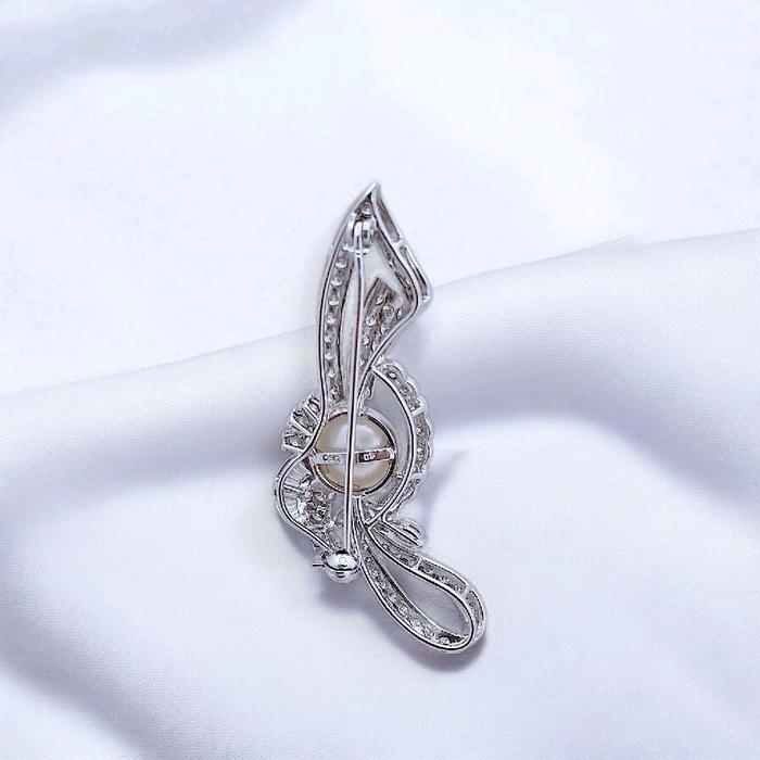 Pearl Diamond  South Sea Pearl Bros 18K / Diamond Jewelry/ Brooch Flower Leavy South Sea Pearl 18K-14BMKV1600WP-HT