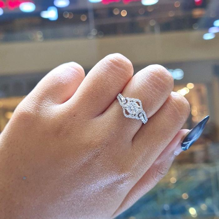 Sterling Diamond Ring 18K / Diamond Jewelry 360CB1875ESLS-HT
