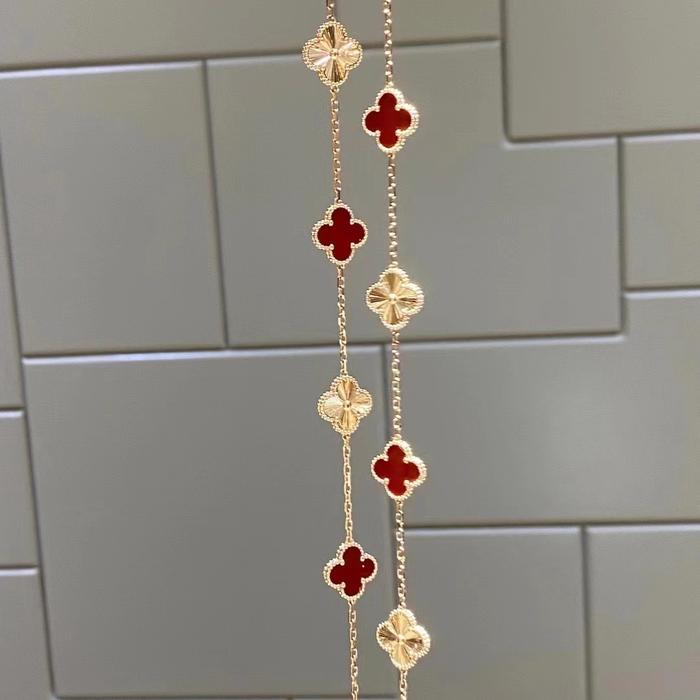 Vc necklace clover long mop/charnelianlobg  20 clover 18K gold Diamond Jewelry