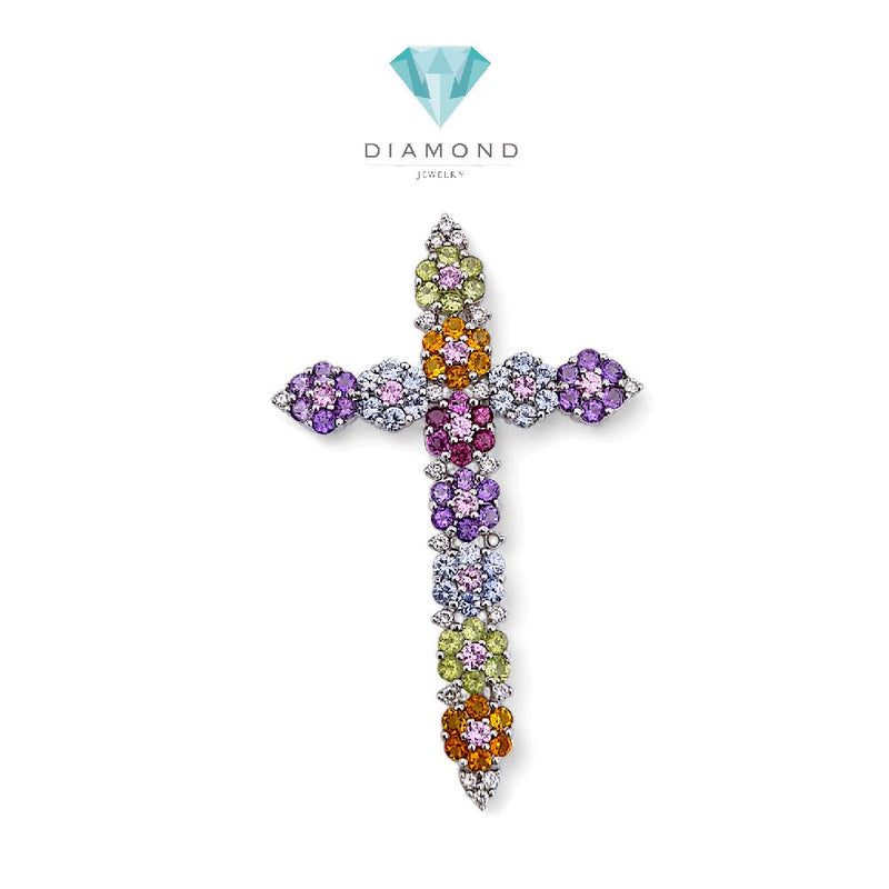 Cross Flower Diamond Pendant 18K / Liontin Berlian Salib Bunga 18K / Diamond Jewelry 3LBGT890 - HT
