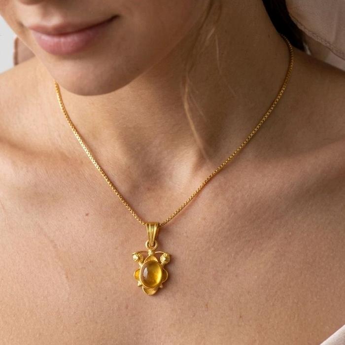 Yellow Stone Gold Pendants 23K / Liontin Emas Batu Kuning 23K / Diamond Jewelry / 257LMSWP2