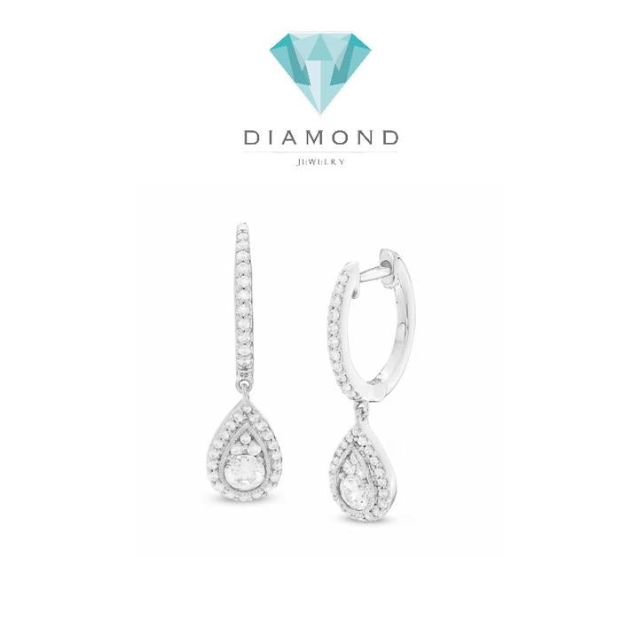 Pearshape dangling diamond earring 18k -Diamond jewelry
