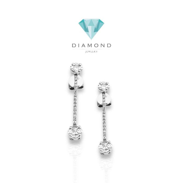 Anting panjang diamond simple round/diamond long dangling earring 18k-Diamond Jewelry