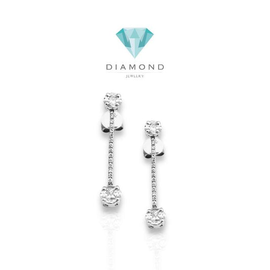 Anting panjang diamond simple round/diamond long dangling earring 18k-Diamond Jewelry