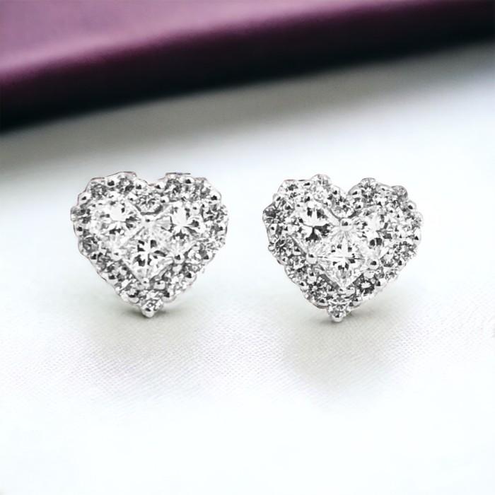 Diamond Heart stud 18k white gold-Diamond Jewelry