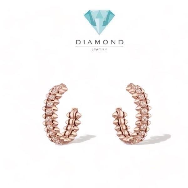 Clash gold 18k crt Earring 18K rose gold/diamond-Diamond Jewelry