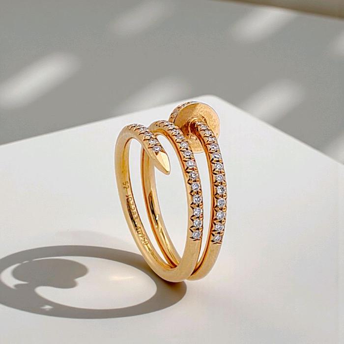 Nail Double Diamond Ring 18K / Cincin Berlian Paku Double 18K / Diamond Jewelry 19CBD1560RB-HT