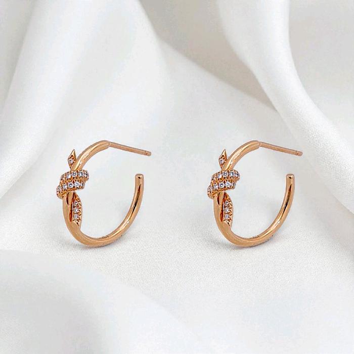 Knot Diamond Earring 18K / Anting Knot Berliam 18K / Diamond Jewelry 388ABD7000RY-HT