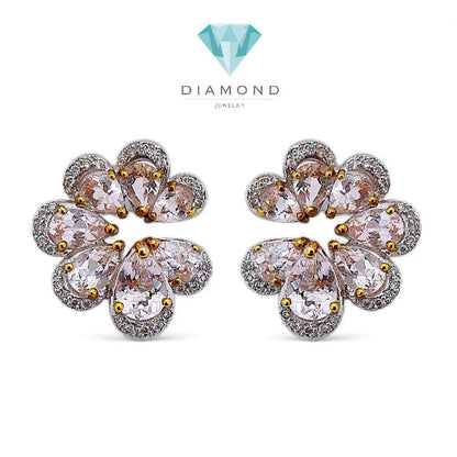 Flower Magonite Diamond Earring 18K / Diamond Jewelry 21ABGT671WP-HT
