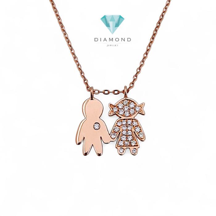 Child boy girl pendant Bimba And Bimbo Diamond Pendant 18K / Diamond Jewelry