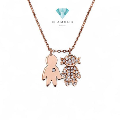 Child boy girl pendant Bimba And Bimbo Diamond Pendant 18K / Diamond Jewelry