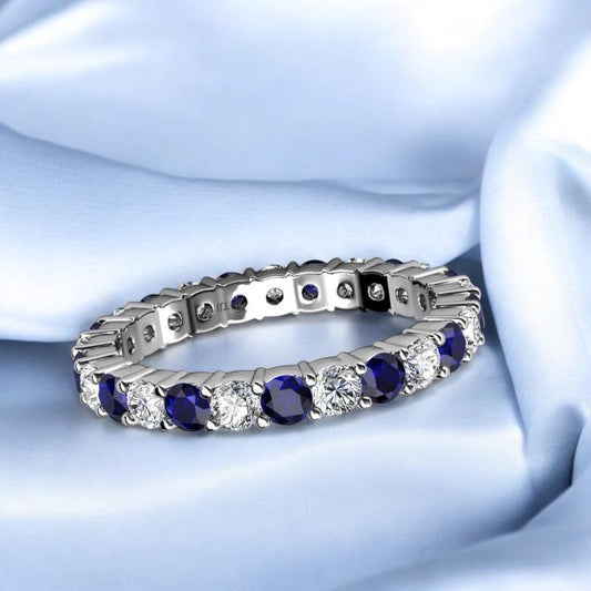 Tennis listring ring diamond sapphire 18k-Diamond Jewelry