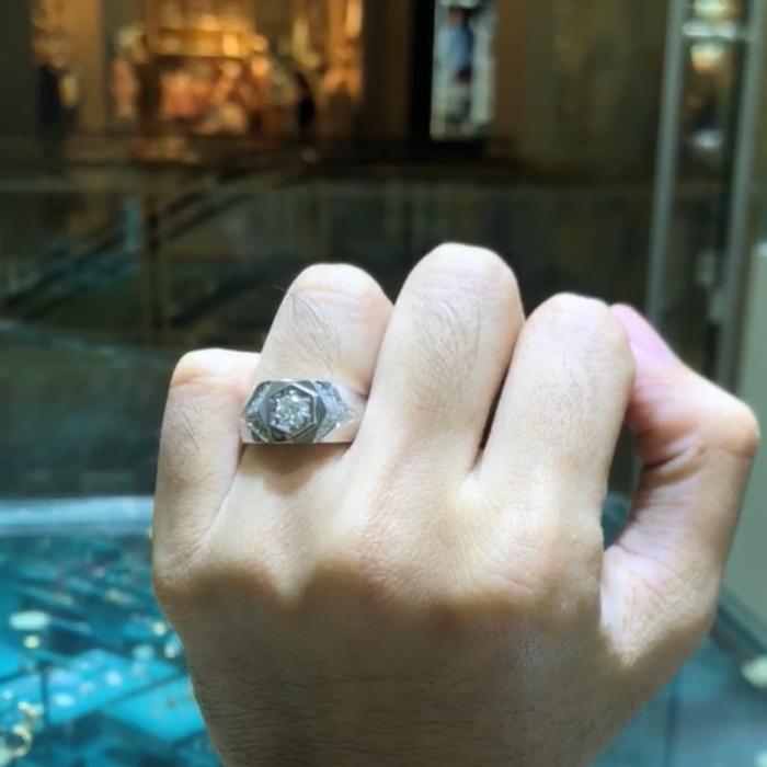Cushion Diamond  Men's Ring 18k-Diamond Jewelry