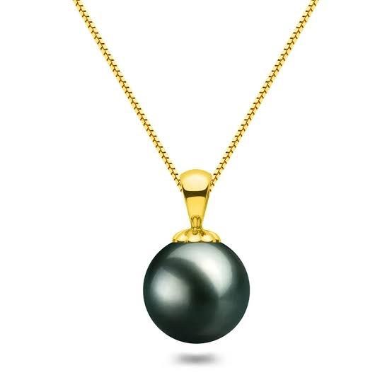 Pearl pendant necklace south sea akoya 18k gold-Diamond Jewelry-BLACKPEARLPENDANT3-5GR