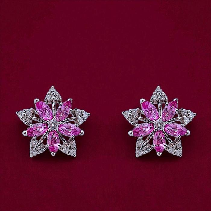 Flower Diamond Earring 18K / Diamond Jewelry 33BCKV24500WP-HT