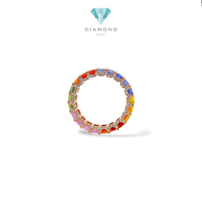Rainbow Tennis Diamond Ring 18K / Diamond Jewelry / 119BC117000AB