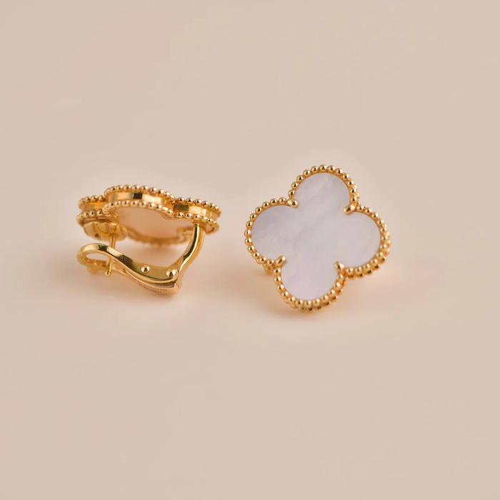 Magic MOP clover white vca earring 18k-Diamond Jewelry