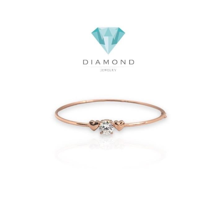 Heart double bangle 18k rose gold-Diamond Jewelry