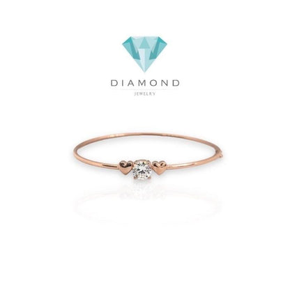 Heart double bangle 18k rose gold-Diamond Jewelry