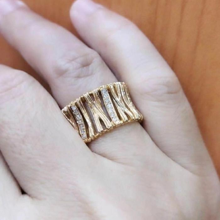 Unique Bamboo Vintage Style Diamond Ring-18K-Diamond Jewelry-18CBM1750LSWP-HT