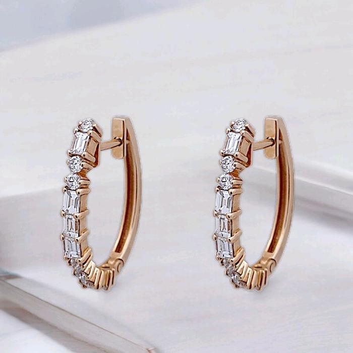 Baguette Diamond Earring 18K / Diamond Jewelry-399AB3851SD-HT