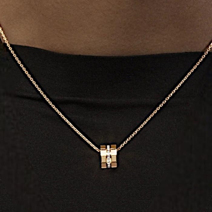 Ice Cube Diamond Chop Pendant Necklace 18K/Square Ice Cube Kalung Berlian / Diamond Jewelry-378KBD12000RY-HT