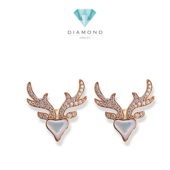Anting Rusa MOP with Diamond 18K- deer diamond mop earring / Diamond Jewelry