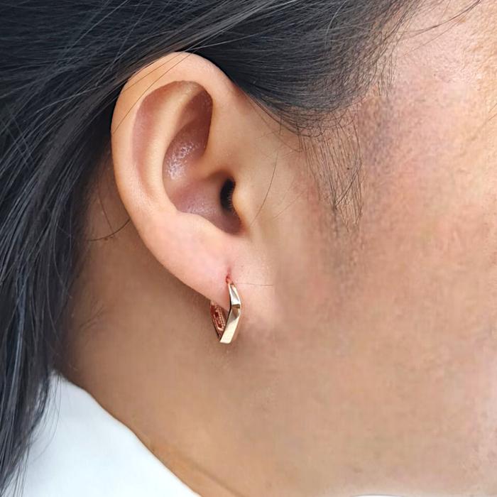 Anting Mas hoop segi Small Rose Gold 750K-Diamond Jewelry