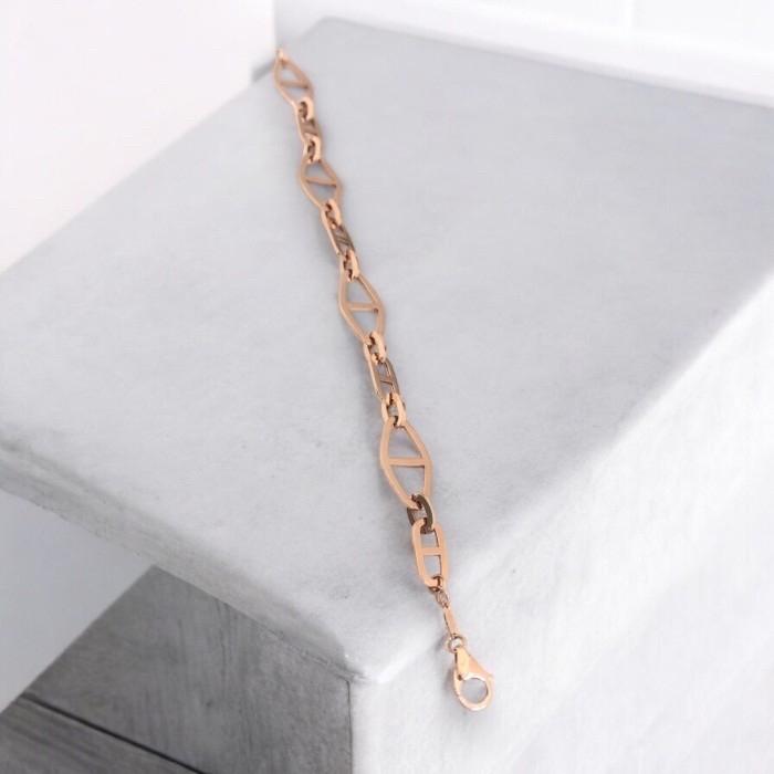 Herme chain bracelet 18k rose gold-Diamond Jewelry