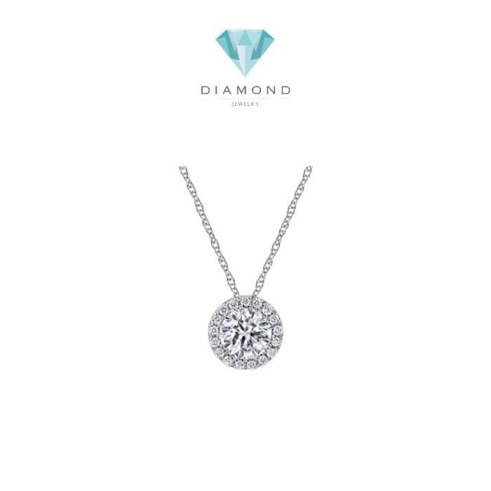 Aurora Solitaire looks Diamond Necklace 18k white gold-Diamond Jewelry