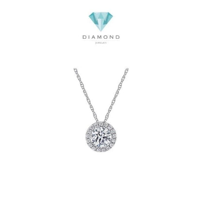Aurora Solitaire looks Diamond Necklace 18k white gold-Diamond Jewelry