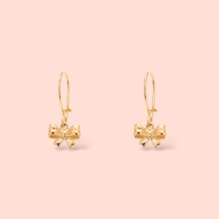 Kids Gold Ribbon Earring 16K / Anting Emas Anak Pita 16K / Diamond Jewelry / 434AMS141LS