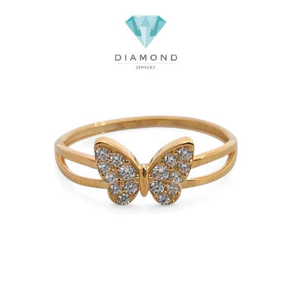Cincin Emas Model Kupu-Kupu 2 Baris 700K-Diamond Jewelry-418CMS107LS-HT