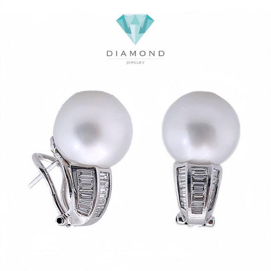 Pearl Diamond Earrings 18K / Diamond Jewelry