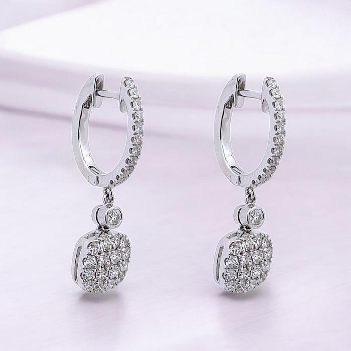 Cushion Diamond Earrings 18K / Diamond Jewelry