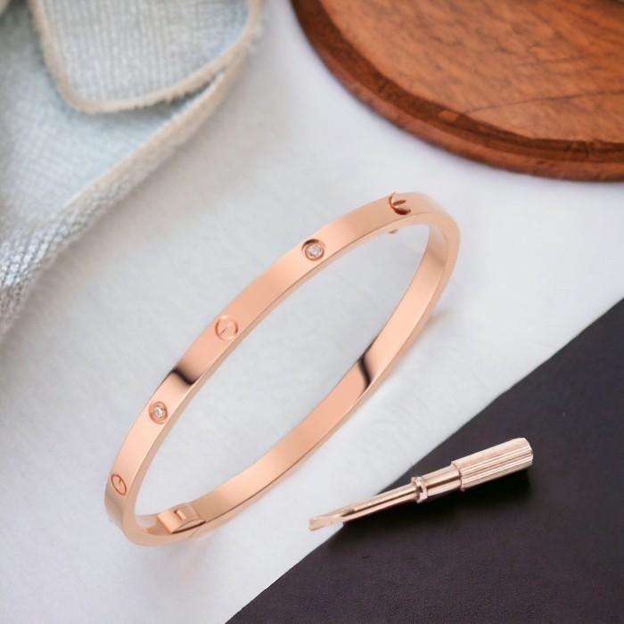 Diamond mini love bangle crt 18 krt rose gold-Diamond Jewelry