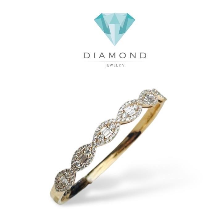 Ulir Baguette Twist Diamond Bangle 18k gold-Diamond Jewelry