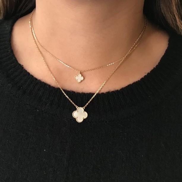 Kalung Vintage Clover MOP 18K Gold Diamond Jewelry-383KBD2000LS-HT