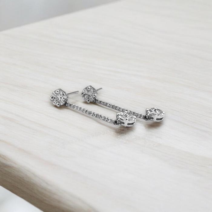 Anting panjang diamond simple round/diamond long dangling earring 18k-Diamond Jewelry