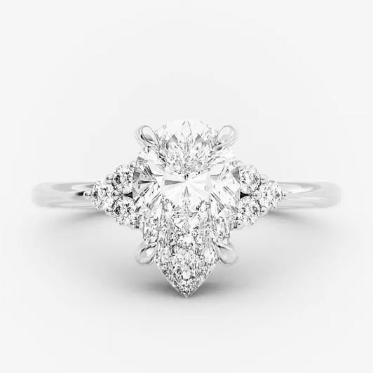 Pearshape Diamond Ring GIA solitaire 18k White Gold-Diamond Jewelry