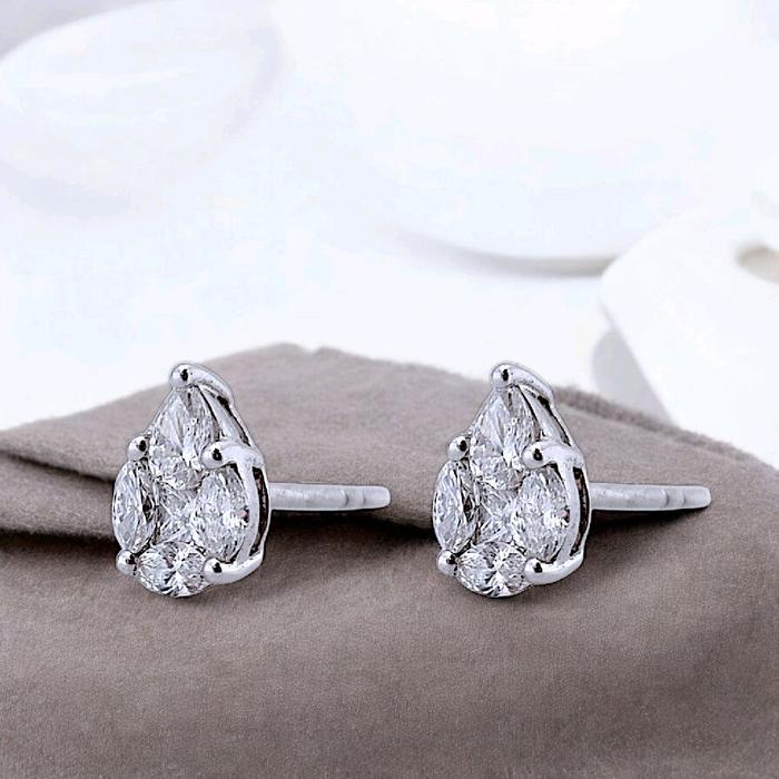 Tear Drop Diamond Earring 18K / Diamond Jewelry-398AB3591SD-HT