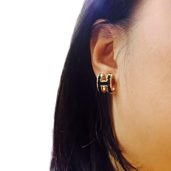 black H pop lacqured earring 18k gold- Diamond Jewelry-22BASM2200RY