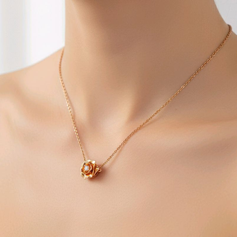 Rose Diamond Necklace 18K / Kalung Berlian Mawar 18K / Diamond Jewelry 116KBD56100AB-HT