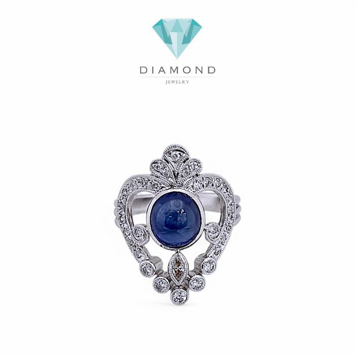 Sapphire Diamond Ring 18K / Diamond Jewelry